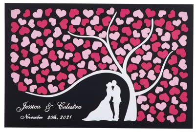 Livre d'or de mariage 3D personnalisé Arbre de cœurs, boîte rustique 3D personnalisée, cadeau pour mariée et marié, décoration de mariage romantique, cadeau pour jeunes mariés, cadeau de mariage