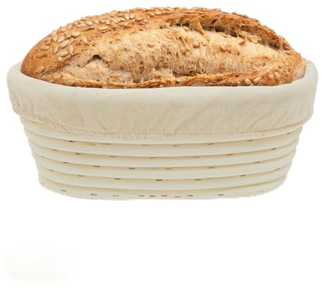 Premier Housewares Bread Proofing Basket | Sourdough Proving Basket With Cloth Liner | Banneton Proofing Basket For Sourdough Starter Kit | Rattan Brotform Basket (Small Oval)