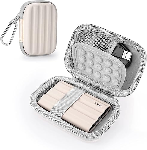 YINKE Étui Housse pour Samsung T7 Shield/ T9 / T7 / T7 Touch Disque SSD Externe Portable 1 to 2To 500Go USB 3.2, Pochette de Protection Rangement de Voyage à Coque Rigide en EVA (Bianco)