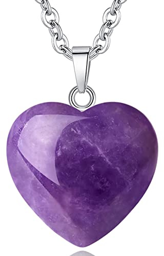 XIANNVXI Amethyst Necklace,Purple Necklace for Women,Crystal Heart Pendant