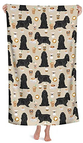 LOUJIN Strandhandduk cocker spaniel med kaffe svart cocker spaniel hund med kaffe sand absorberande mikrofiberfilt mjuka badhanddukar 80 x 130 cm