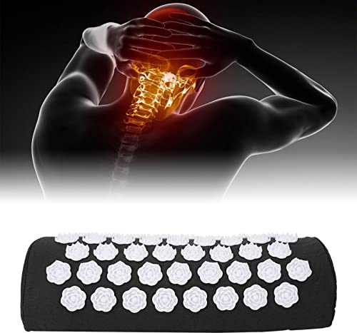 Massageur cervico-dorsal acupression - Allevie les tensions cervicales et dorsales - Soutien cervical ergonomique pour yoga, massage et relaxation - Coussin d'acupression noir, confort du corps