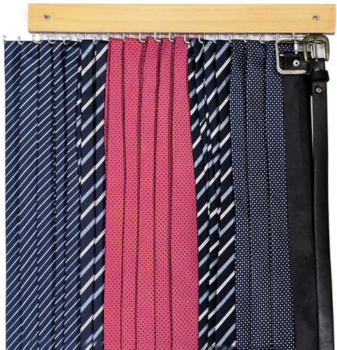 SUNTRADE Tie Rack Wall Mounted, 360°Rotating Tie Hanger Belt Organizer for Belt, Ties, Purse, Scarves, Hats,Tank Top, Non-Slip for Door, Wall, Closet (Beige)