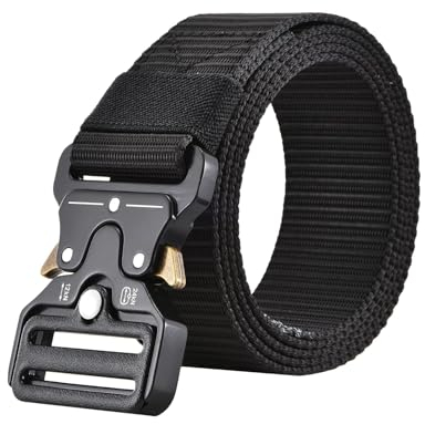 VIDSTW Taktischer Gürtel Herren Nylon Schnellverschluss 3,8cm Arbeit Gürtel Militär Wandern Arbeitsgürtel Elastischer Stretchbelt für Bergsteigen Kletter Training (Schwarz)