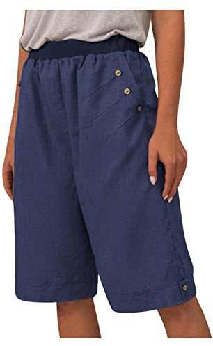 Pantaloncini Bermuda da Donna Estivi Sportivi Pantalone Corto Elasticizzati Leggeri Pantaloni Moda Gamba Larga Pantaloni Corti da Lavoro Curvy Estate Spiaggia Pantalone Elastico Ragazza