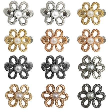 12 Stück Blumen-Taillenknöpfe, Nagelfreie Taillenknöpfe, Nähknöpfe, Taillenknopfknöpfe, Verstellbare Taillenknöpfe, Feste Hosenklammern Und Hosenkopfspanner