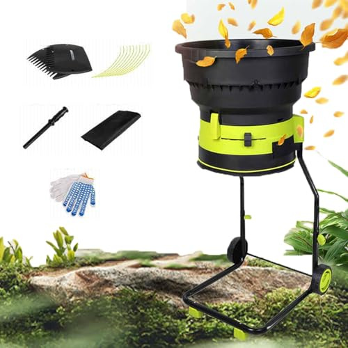 ZWHLYLY Electric Leaf Mulcher Shredder,2500W Garden Leaf Compost Crusher with Wheels and Storage Bag,8000rpm Electric Chipper,Easy Leaf Cleanup,for Yard Cleanup