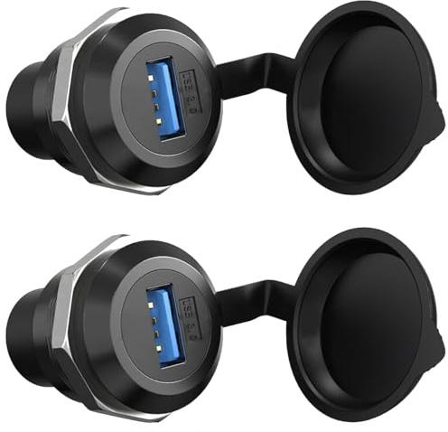 Greluma 2 St USB 3.0 panelmonterad koppling, USB A hona till hona kontaktadapter med dammskydd