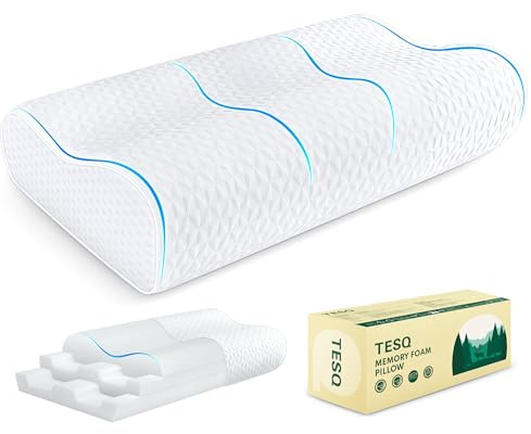 TESQ Cuscino sandwich a tre strati: realizzato in memory foam dinamico, design ergonomico e con contorno regolabile, adatto per posizione laterale, schiena e prona.