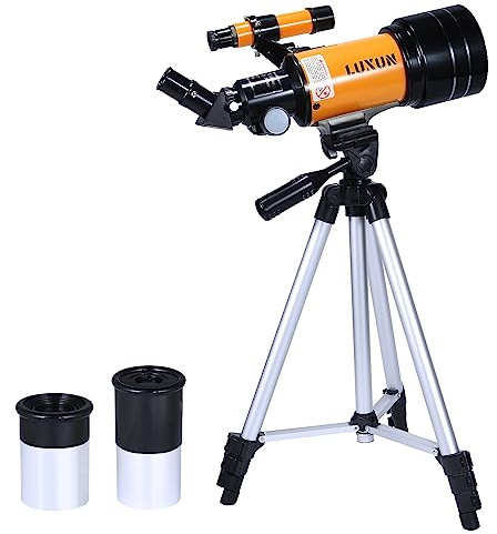 Telescopio para adultos y niños, telescopio refractario de 70 mm con revestimiento de banda ancha multicapa (15X-150X), trípode ajustable y buscador, telescopio para adultos, niños y principiantes