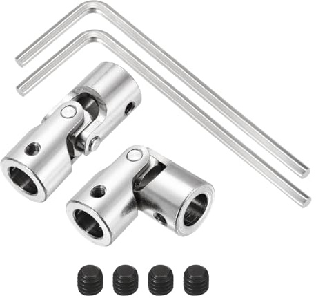 sourcing map 2Pcs 12mm to 12mm ID Steering Universal Joint Shaft Coupling, SAE 1045 steel 45°Degree Rotatable Joints Coupler with Screws Wrench Set for Model Car Ship Drive Shaft Motor