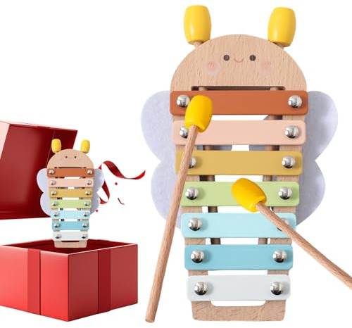 Xylophone – Jouet Sensoriel en Bois | Instrument Musical Bébé – Outil D’Apprentissage Sûr sans Peinture | Développement Auditif Précoce | Cadeau Salle De Jeu – Garçons, 6–12 Mois