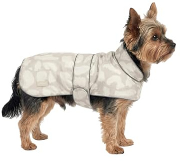 Larkson Abrigo para Perros Beige Leo - Jonte - Chubasquero para Perro Pequeño y Mediano - Impermeable - Columna de Agua de 10 000 mm - Ajustable - Elementos Reflectantes