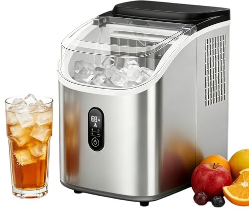 Macchina per cubetti di ghiaccio, autoadescante con display LCD, 20 kg/24 h, autopulente, in acciaio inox, spessore del ghiaccio regolabile 8-15 minuti, per casa, campeggio, ufficio