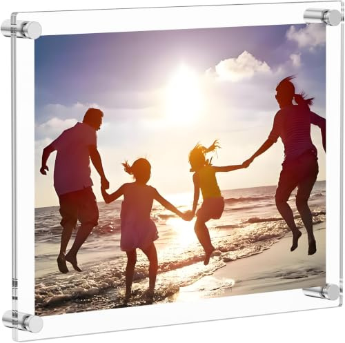 A4 Wall Mounted Photo Frames,Double Sided Clear Acrylic Picture Frames | for Wall Décor, Art, Home or Office Certificate Poster Display