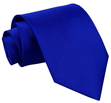 DQT Mens Plain Satin 9cm Tie – Wedding Business Formal - Royal Blue