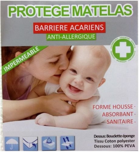 Douceur de Nuits DR1146_3 - Proteggi Materasso in PVC, 160 x 200 cm, Bianco