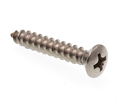 Prime-Line 9022968 Sheet Metal Screw, Self-Tapping, Oval Head Phillips, #8 X 1 in, Grade 18-8 Stainless Steel, Pack of 100
