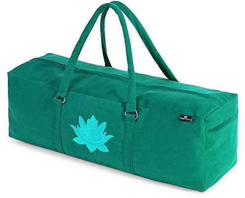 Yoga Studio YS/KitBag/SolidColours/Turq, YKK-Borsa per Yoga, 71 x 23 x 18 cm, in Cotone, con Tasche portaoggetti, Chiusura a Zip, Colore: Verde Giada Unisex-Adulto, Size:71cmx23x18cm