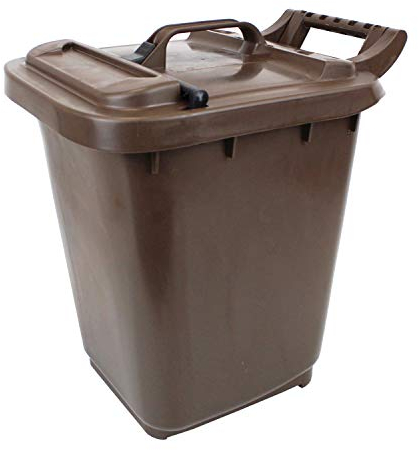 Kerbside Compost Caddy with Locking Lid - Brown - for Food Waste Recycling (23 Litre) - Plastic Bin with Composting Guide