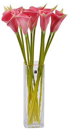 cn-Knight 12 calle artificiali a stelo lungo 50,8 cm, per decorazione della casa, centrotavola, bouquet da sposa fai da te (cremisi chiaro)