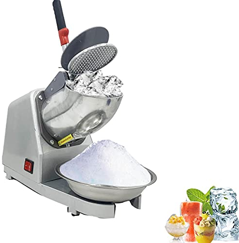 YILIKISS Elektrische Ice Crusher Ice Shaver Machine für Heim- und Kommerziellen Einsatz Schnee-Kegel-Maschine Edelstahl Rasierte Eismaschine 300W,Grau