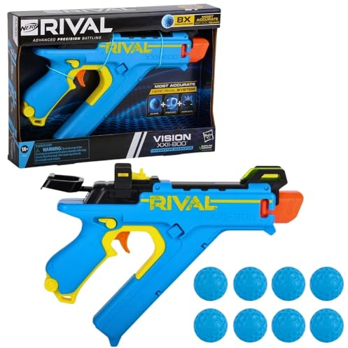 NERF Rival Vision XXII-800 Blaster, Most Accurate Rival System, Adjustable Sight, Integrated Magazine, 8 Rival Accu-Rounds
