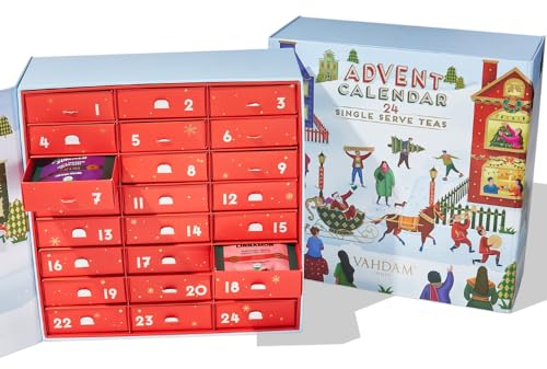 VAHDAM, Advent Calendar 2025 Tea Bags | Limited Edition Holiday Tea Gift Box - 24 Flavors, 5 Each | Christmas Advent Calendar 2025 for Adults | Advent Calendar 2025 Adult Women and Men