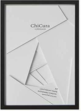 ChiCura Marco de madera, A4, Negro, Cristal