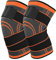 Kniestütze 2 Stück Sport Kniebandage mit Verstellbaren Riemen Männer Damen Knie Sleeve für Knieschmerzen, Meniskusriss, Arthritis, Sehnenentzündung, Laufen, Klettern, Gewichte (Orange, L)
