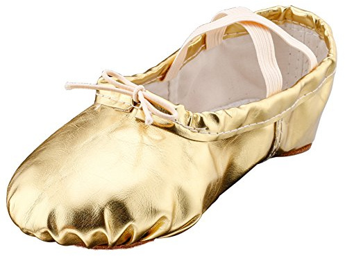 MSMAX Adult Lyrical Ballet Dance Shoes Women Yoga Flat Gold Costume Slippers for Men 12 M US