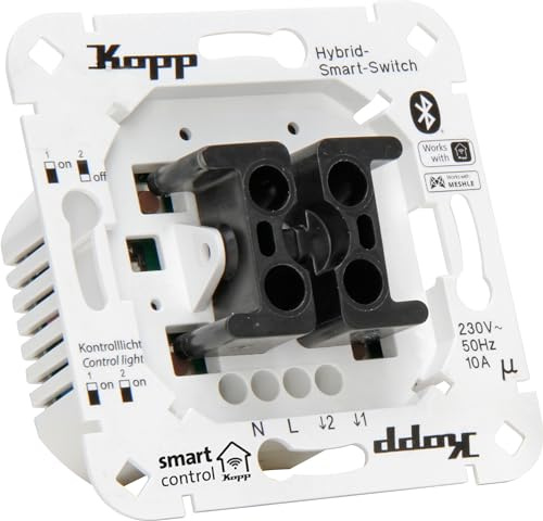 Kopp Smart-Control Hybrid-Smart-omkopplare för rullgardins-, persienn- och markiskontroll, med vipphållare för koppar och olika Strömbrytartillverkare, Amazon Alexa, Google Home, 83304018