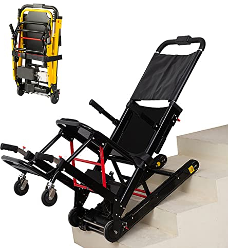 TISTIK Elektrischer Rollstuhl für ältere Menschen zum Treppensteigen, Tragbarer Leichter Treppenlift, Treppenlifte Patienten-Transporthilfe für Behinderte mit leistungsstarken Motoren,Black
