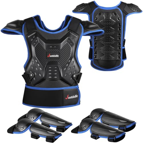 JUSTDOLIFE Équipement De Protection De Moto pour Enfant, 5PCS Nouveau Type GenouillèRe Respirante CréAtive Equipement Moto Cross Enfant pour Tout-Terrain Cyclisme Ski Patinage