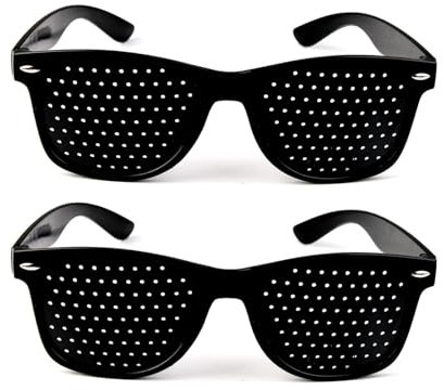 Rasterbrille Pinhole Glasses,Schwarze Rasterbrille,Augentrainer Lochbrille,Gitterbrille Mit Faltbaren,Lochrasterbrille,Multi Dot Brille,Raster Multidot Brillen Zum Augenentspannungstraining,2 Stücke