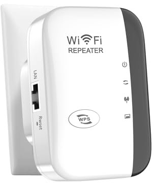WLAN Verstärker, WLAN Repeater 300 Mbit/s 2.4 GHz, WiFi Extender Booster, WiFi Extender Booster mit Repeater/AP Modus und WPS-Funktion Internet Verstärker bis zu 3000qm und 30 Geräte (weiß)