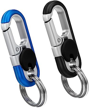 Tunejoy Schlüsselanhänger Auto Schlüsselanhänger Karabiner mit 4 Schlüsselring für Frauen und Männer 2 Stück