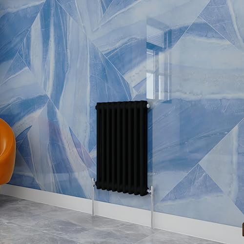Traditional Household Cast Iron Radiator,Black Horizontal 600X425mm 2 Column Suitable for Multi-Room Central Heating