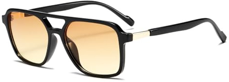 DEWEST Retro 70er Jahre Piloten Sonnenbrille für Damen Herren - Leicht & UV400 Schutz Quadrat brille - Autofahren, Reisen, Alltag, Outdoor