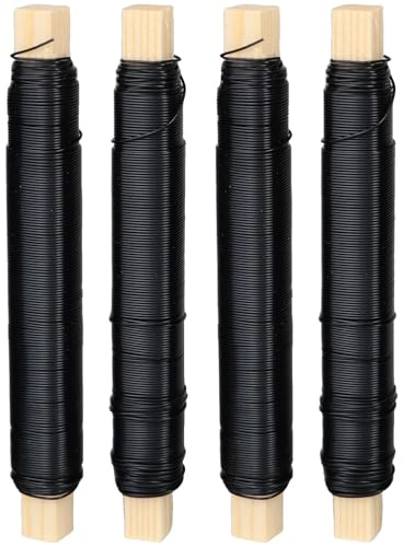 YUEVER Blumendraht Verzinkt Schwarz, 4pcs Basteldraht 0.65mm, 35m Wickeldraht Für Weihnachten Strohkranz, Feste Pflanzen und Blumendraht zum Basteln.