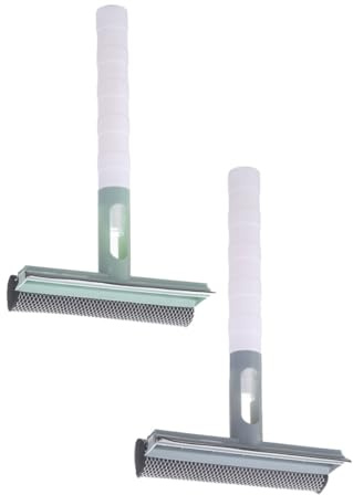 MOLUCKFU Double-Sided Window Cleaner Squeegee Tool 2Pcs with Spray Bottle Multifunctional Glass Cleaning Accessory for Household Window Water Removal and Home Glass Wiping Random Color