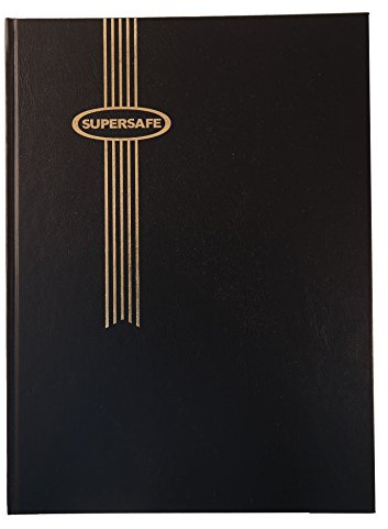 Supersafe Stamp Album Stockbook with 16 White Pages and Glassine Interleaves Black Cover W 4/8