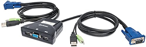 Manhattan 2-Port Mini-KVM-Switch mit Audio USB schwarz 151245