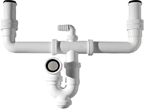 S&M 750274 Sifón Doble Curvo con desagüe lavadora/lavavajillas Ø 1 ½” x 40 mm