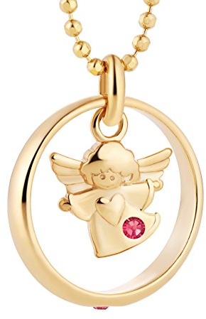 fish Zauberhafte Kinderkette Mit Engelanhänger Goldplattiert Mit Rosa Kristall Für Mädchen