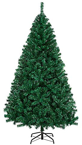 Yaheetech 183cm 1000 Puntas Árbol de Navidad Artificial Grande Adornos Nevados con Soporte Metálico Rama Navideña Decoración de Navidad Familiares para Interior Exterior