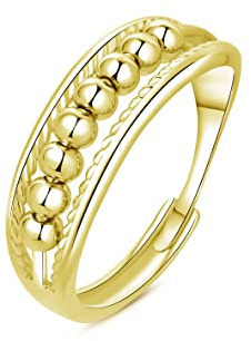 Deyanse Ångestring, 925 sterling silver anti-stressring, pärlspinner ångest ringar för kvinnor kvinnor, ångestring, silver, justerbara ringar, öppen justerbar spinner fidgetring anti-stress ring,