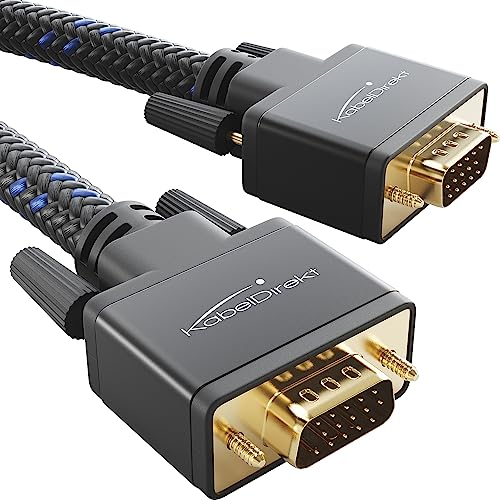 KabelDirekt – Cable VGA vers VGA – 10m tressé – Pour une qualité d'image maximale, cuivre de haute pureté (métal, Full HD, connecte un PC à un écran/projecteur)