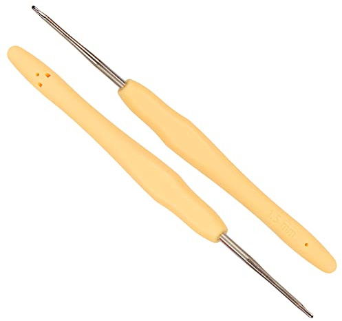 Coopay Lot de 2 Crochets 1,5 mm pour Amigurumi et Crochet Fin - Poignée Souple Ergonomique - Aiguilles à Crochet
