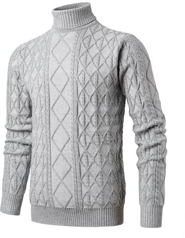 Herothorn Jersey Hombre Punto Cuello Alto Cálido Suéter Abrigo Pullover Manga Larga sólido Tejido Sudadera